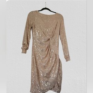 Ivory Gold Sequin Knot Dress